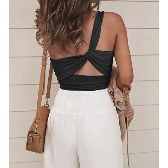 ✨ Adreamly Black One Shoulder Seamless Sleeveless Bodysuit S - Picture 2 of 7